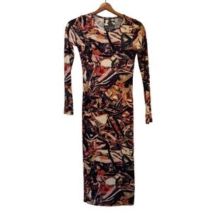 Young Fabulous & Broke Abstract Long Sleeve Dress - Multicolor